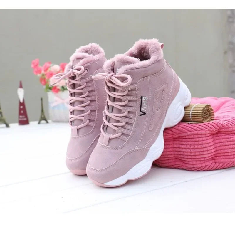New Winter Thick-soled Women's Sneakers Warm Plus Velvet Cotton Shoes Height-increasing Non-slip Platform Women Shoes Snow Boots