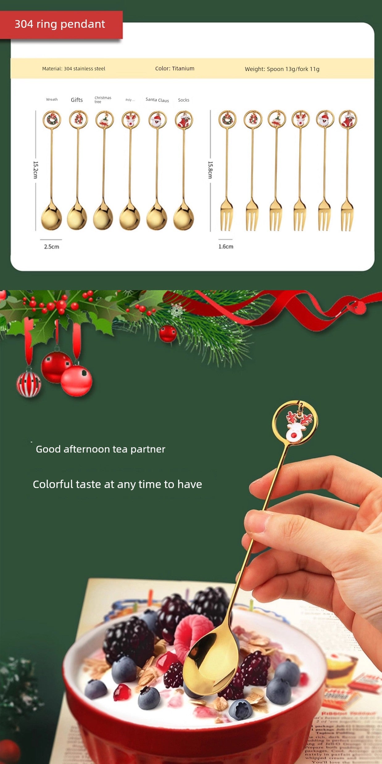 Stainless Steel Coffee Stir Spoon Christmas Gift