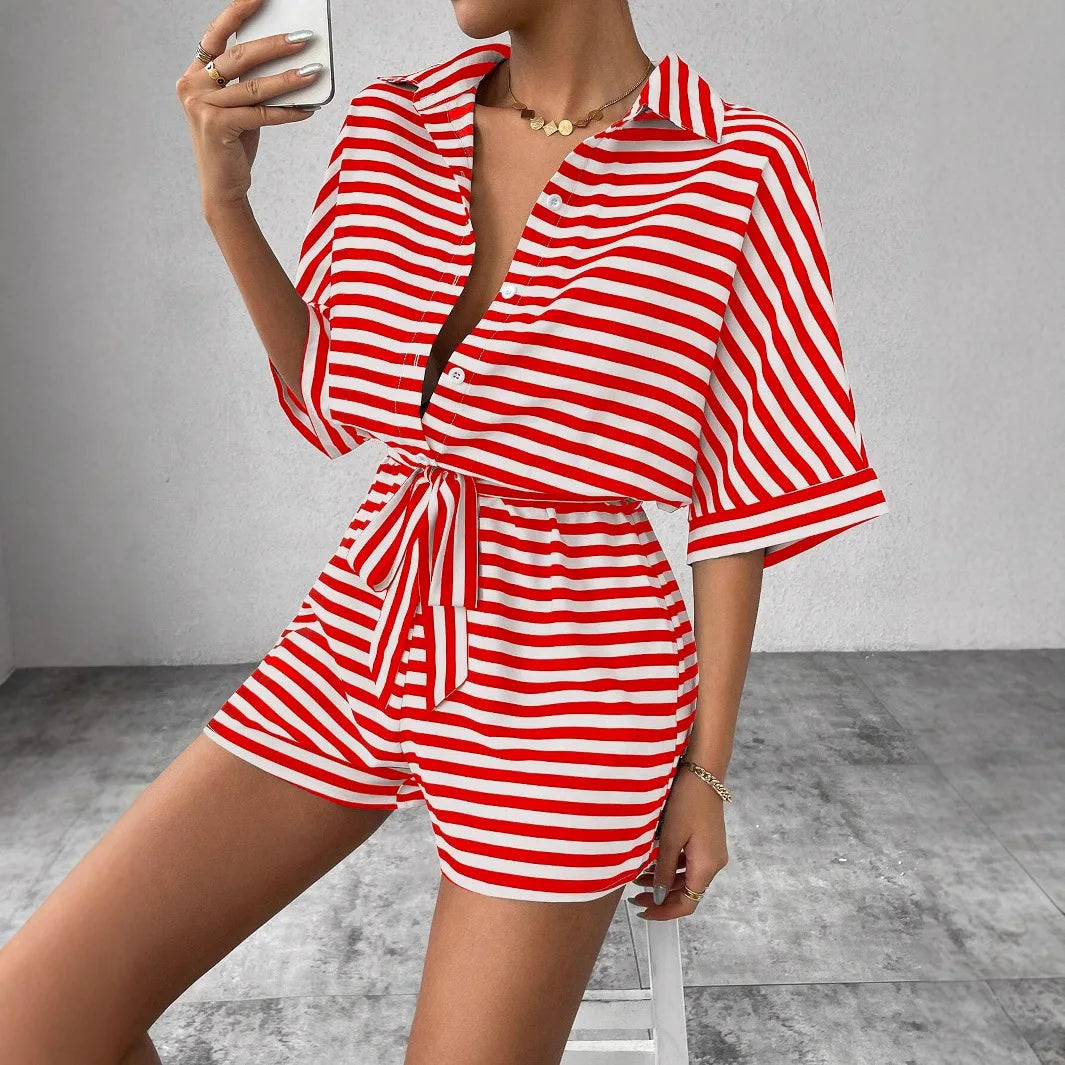 Shirt Top+ Shorts 2-piece Sets Woman