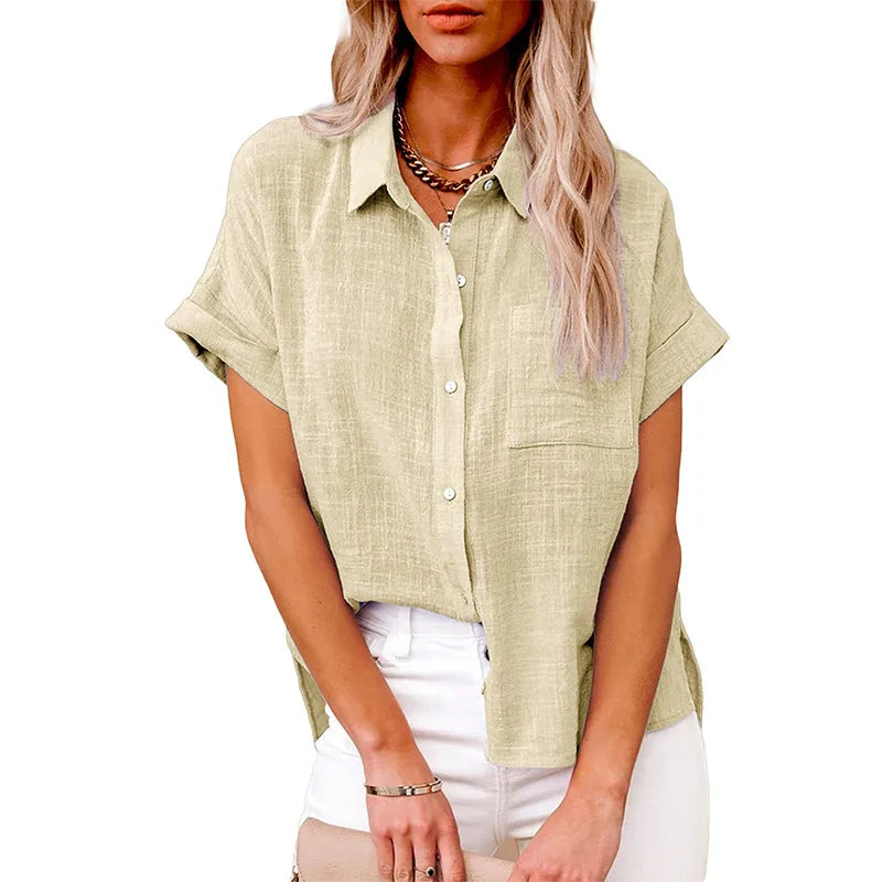 2024 Summer Women's Cotton Blouse  Linen Shirt Short Sleeve Casual Loose Shirt S-5XL Camisa Blancas Para Mujeres Blusas Feminina