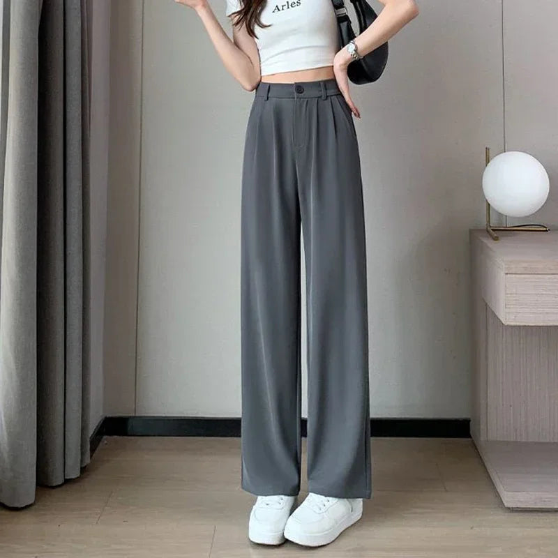 Women Suit Pants Lady Classic Fashion Trousers Female Comfortable Straight Leg Pants  Casual Baggy Long Slacks