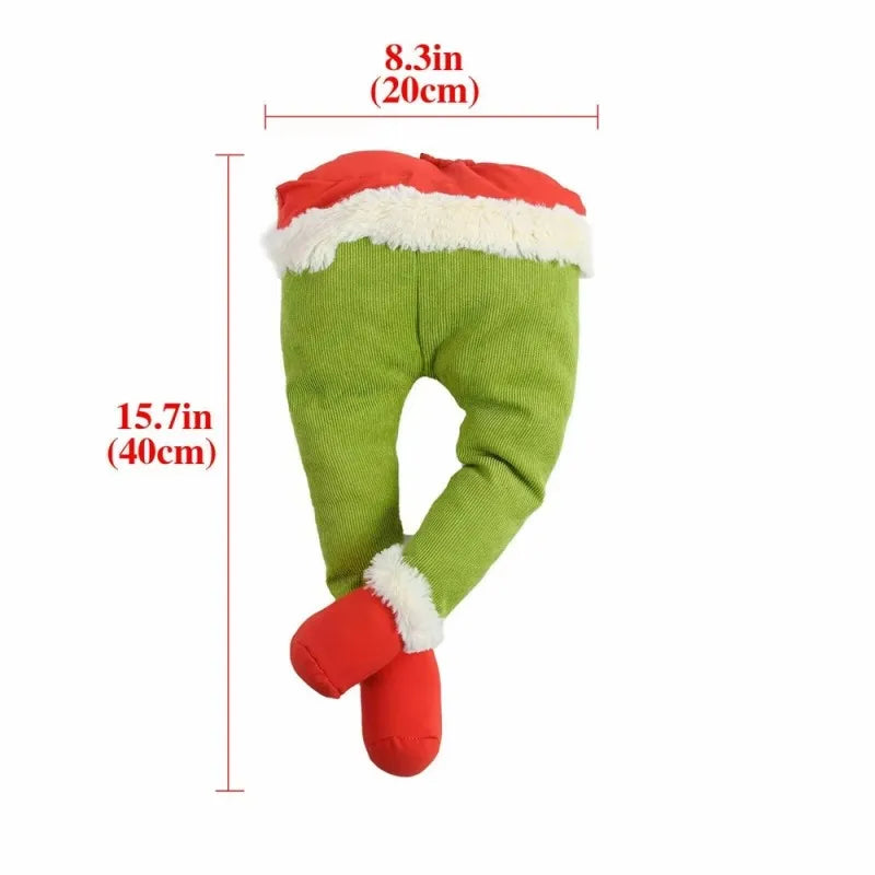 Christmas Elf Leg Plush Toy Xmas Tree Green Artificial Leg Children's Toy Christmas Green Hairy Monster Arm Pendant