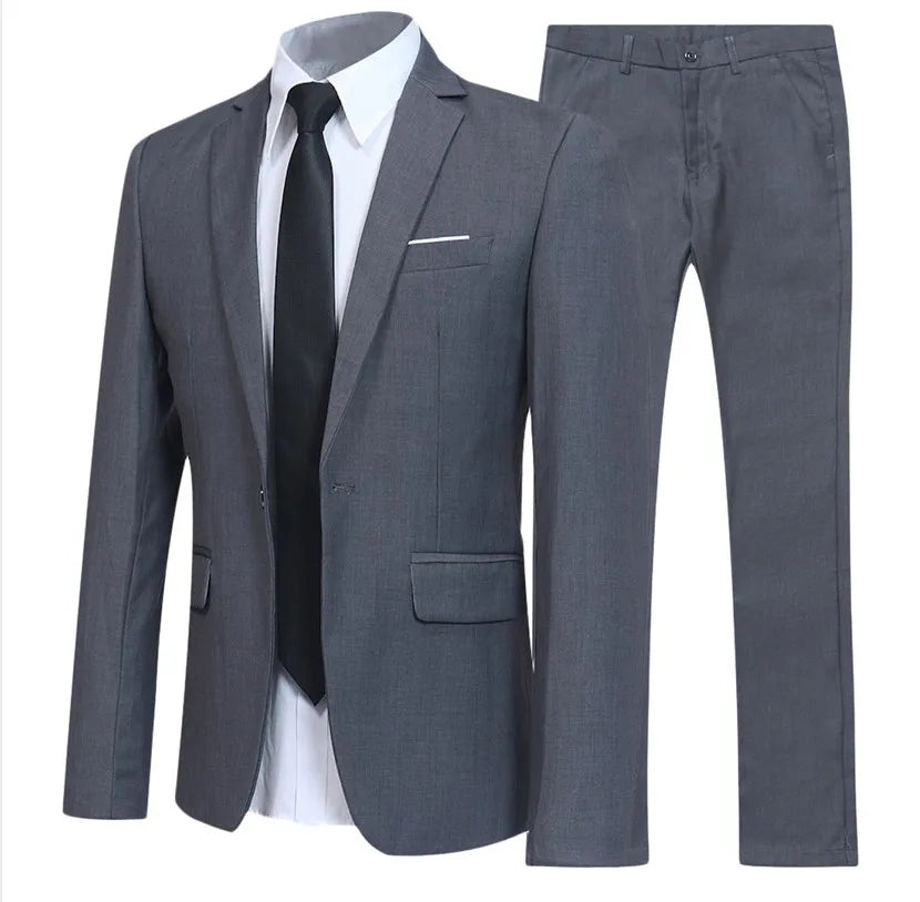Blazer Suits Men 2 Piece Set Party Coat Straight Pants Ensemble Autumn 2025 Button Trousers Suit Jacket Outfits Formal Banquet