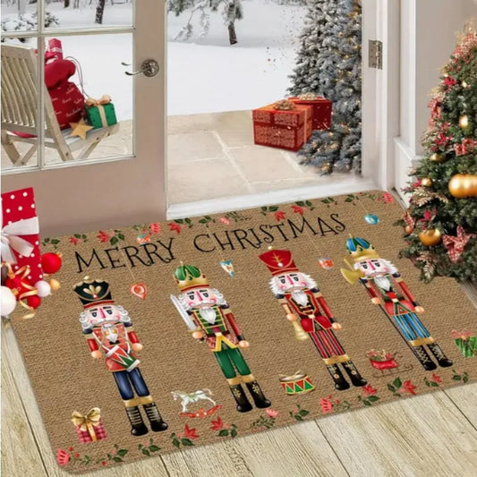 Santa Claus Welcome Door Mat Washable Indoor and Outdoor Entrance Mat RV Mat Kitchen Carpet Suitable for Bathroom Kitchen, Etc