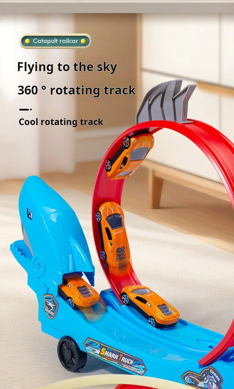 Dinosaur Track Car Sliding Railway Toy Shark  DIY Assembled Rail Kids Play Vehicles Educational Toys For Boys Gift