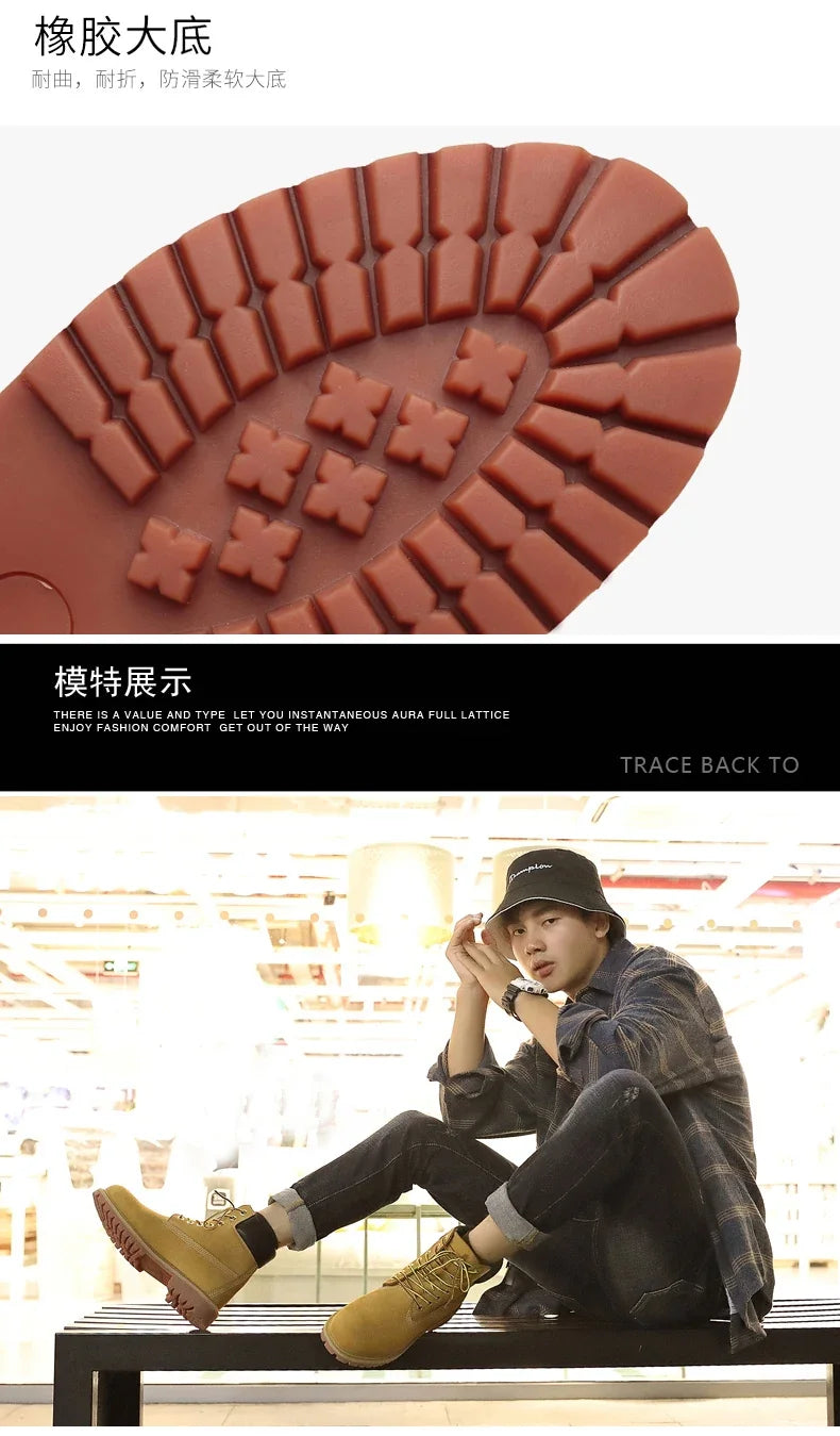 Genuine Leather Men's Winter Spring Ankle Treking Military