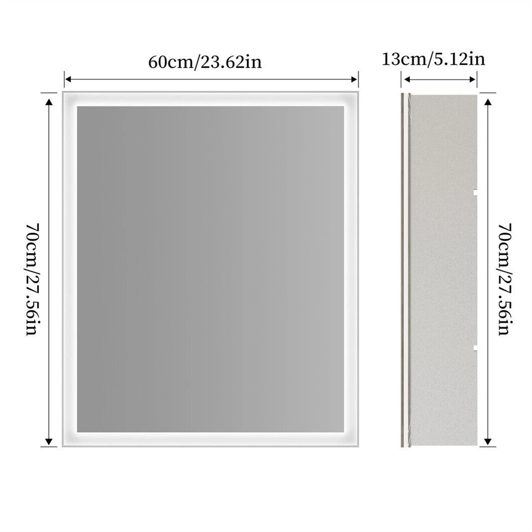 Bathroom Cabinet with Mirror Rectangle LED Lighted Mirror Wall Bathroom Medicine Cabinet w/ Bluetooth Speaker Aluminum Frame