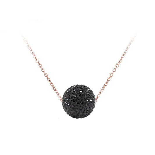 Crystal Disco Ball Pendant Necklace Rose Gold Color Stainless Steel Chain Link Necklaces Jewelry