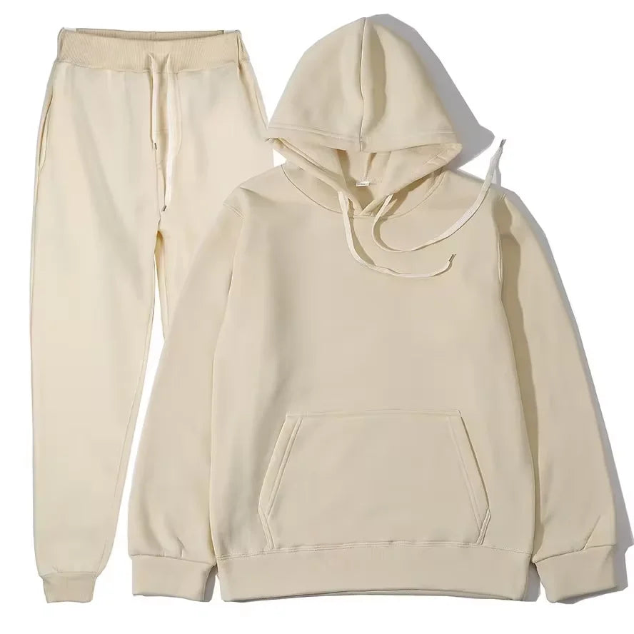 2024 Autumn/Winter New Velvet Warm Hoodie Sports Pants Two Piece Set for Men and Women