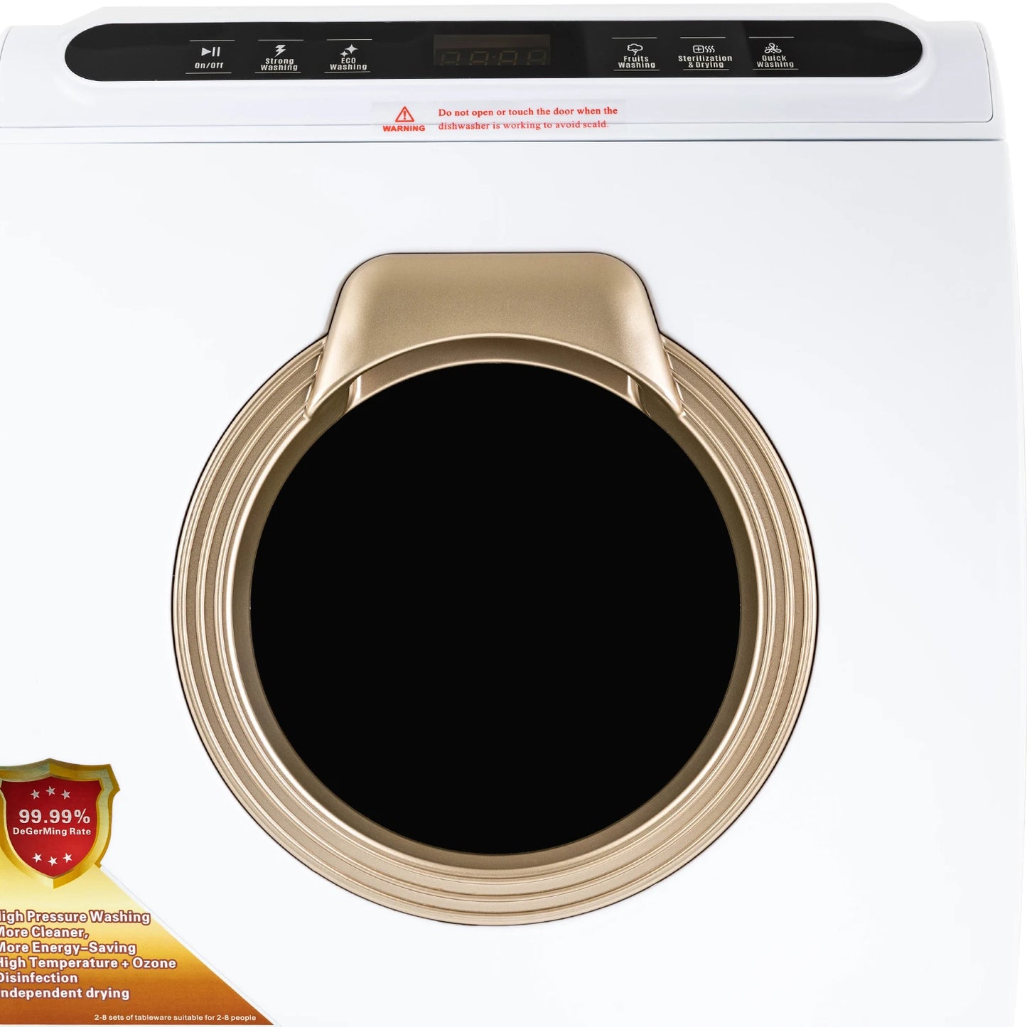 110V 900W Portable Dishwasher Countertop Dish Washing Machine Sterilization Temperature 72℃ 5 Washing Programs Apartment