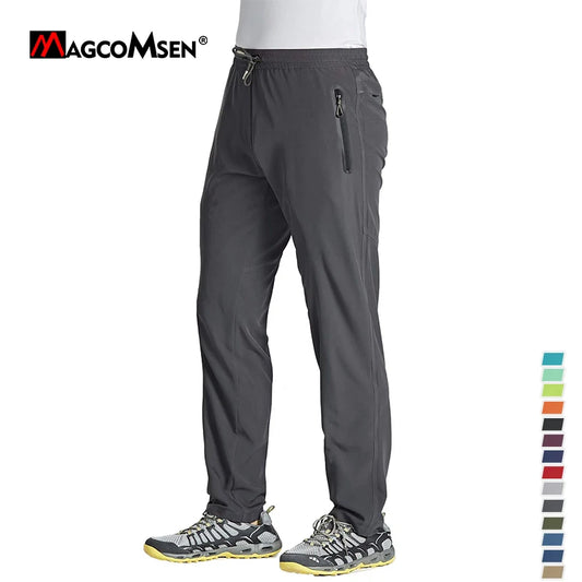 MAGCOMSEN Quick Dry Men's Sweatpants with Zip Pocket Summer Lightweight Track Pants for Outdoor Jogging Hiking