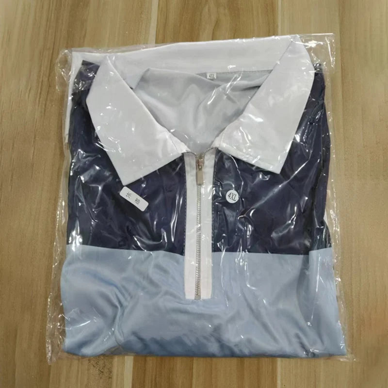 Spring Autumn New Men Clothes Long Sleeve Zipper Stripe Polo Shirt Men Sport