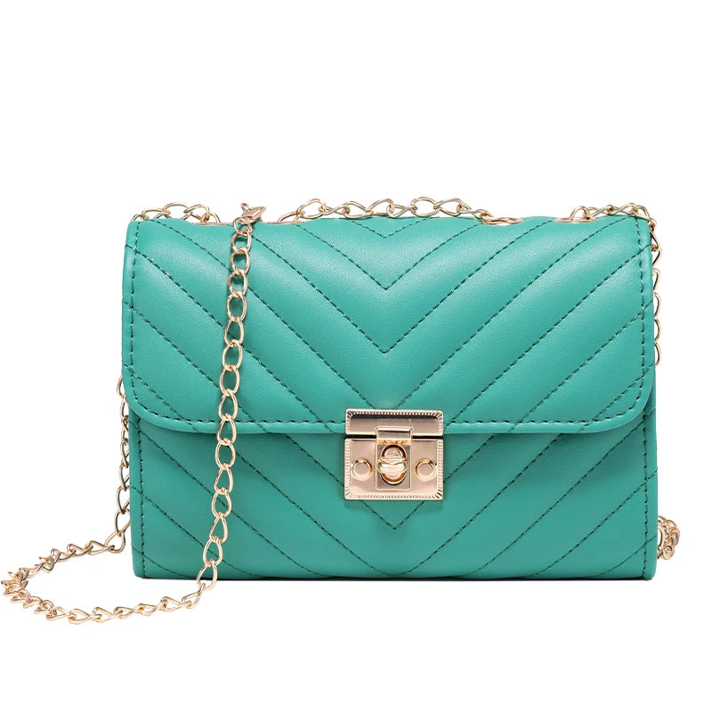 Lingge Chain Small Square Bag Lock Buckle Single Shoulder Crossbody Bag Texture