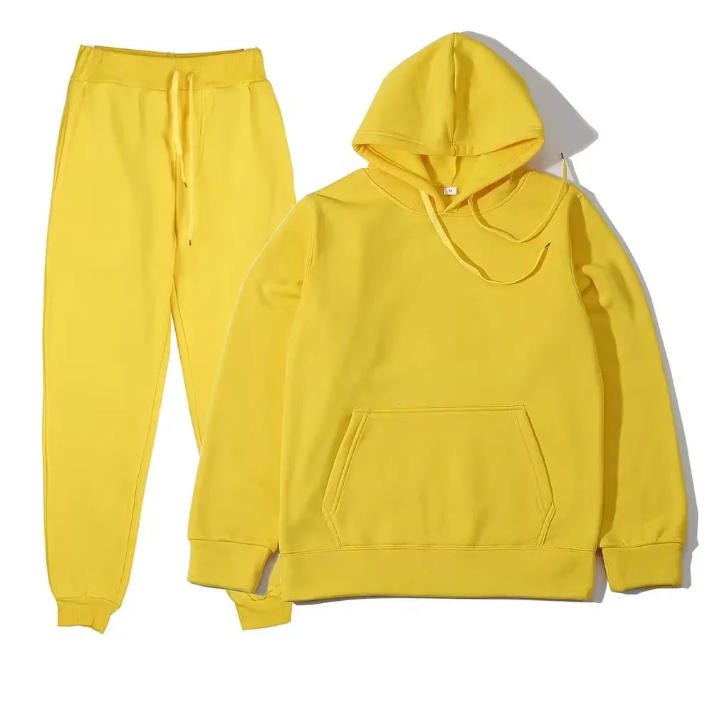 2024 Autumn/Winter New Velvet Warm Hoodie Sports Pants Two Piece Set for Men and Women