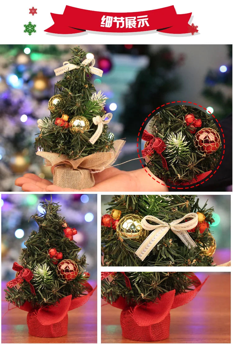 20cm Mini Christmas Tree White Gold Small Xmas Tree Desk size