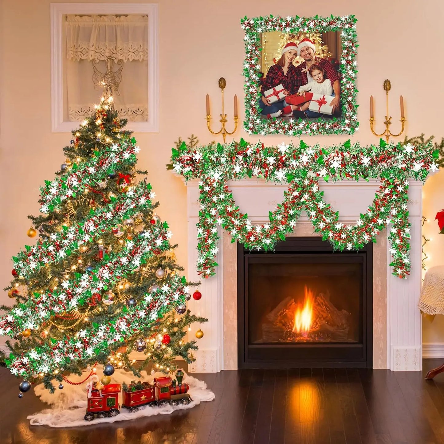 2M Christmas Snowflake Tinsel Garland