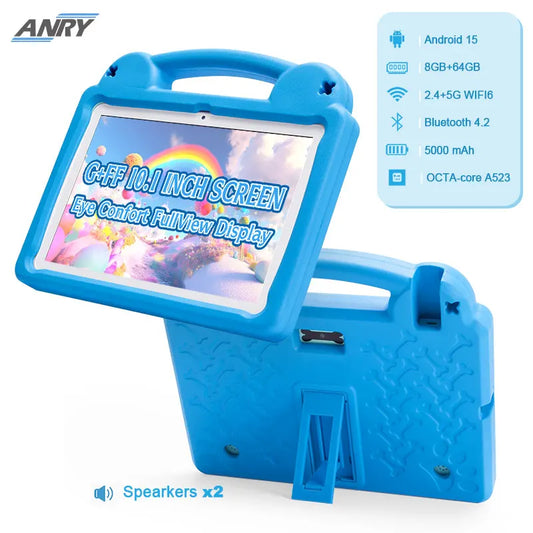 ANRY 2025 Kids Tablet Android 15 10.1 Inch A523 2.0GHZ 8GB（4+4 Expand) RAM 64GB ROM Octa-Core 5000Mah Tablets Children's Gifts