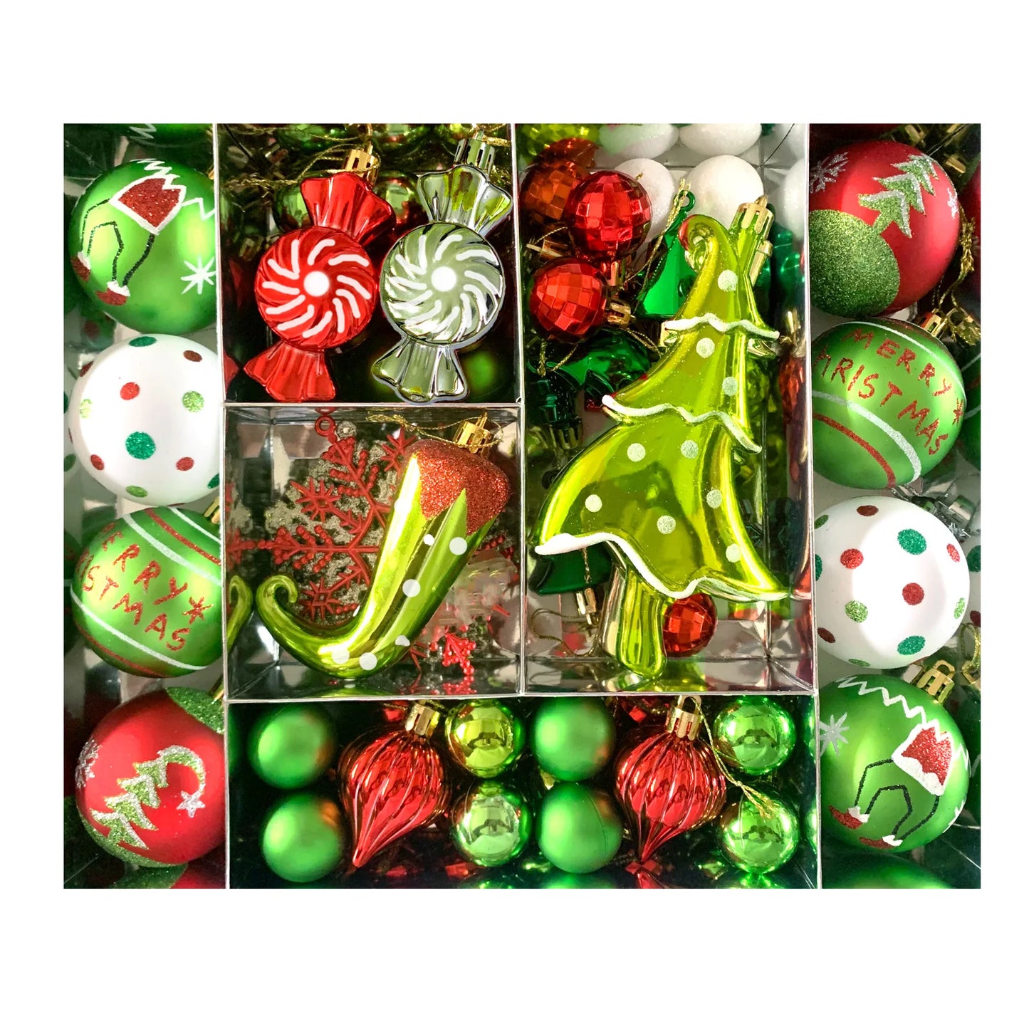 34/12/9pcs Grinch Christmas Ball Decorations