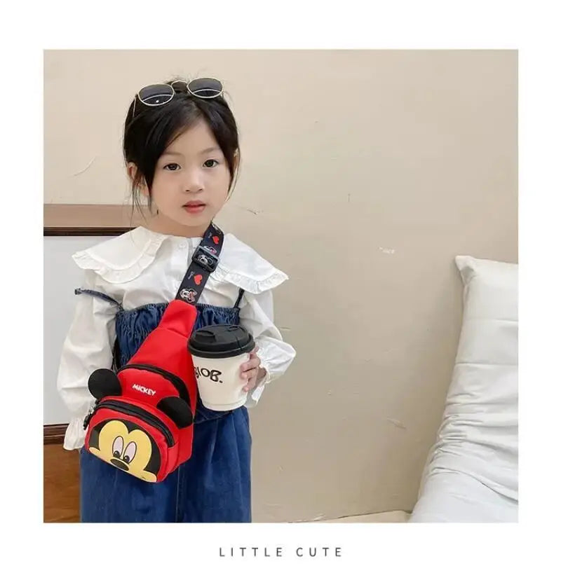 Disney 2024 New Fashion Mickey Cartoon Single Shoulder Crossbody Bag for Boys and Girls Cute Girls Coin Crossbody Bag