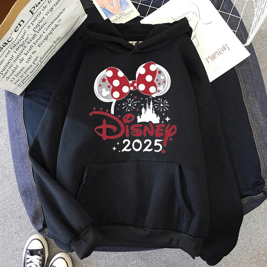 2025 Disney Mickey Minnie Family Vacation Printed Hoodie Autumn My First Disney Trip Pullover Tops Women Casual Sweatshirt