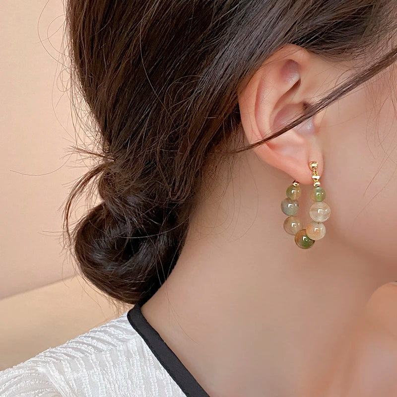 Dopamine Design Randomly Colored Resin Beaded Back Hanging Earrings