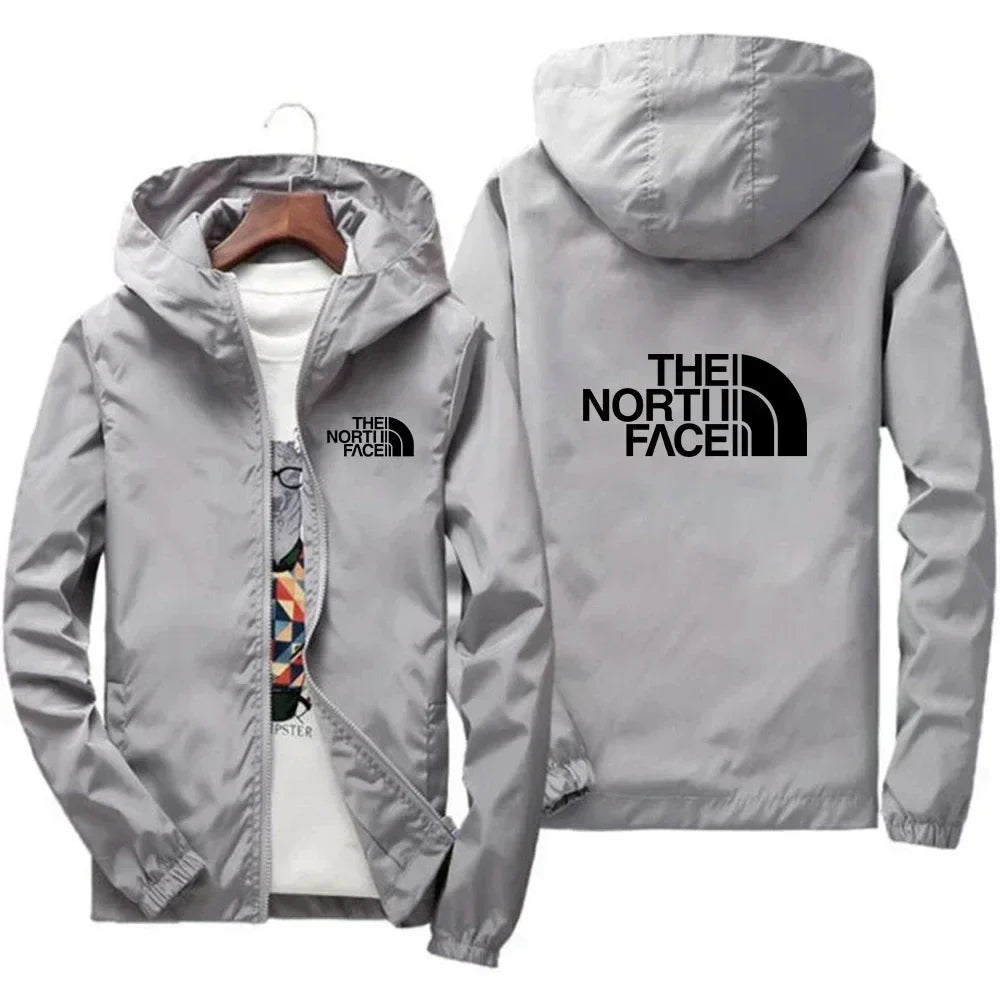 2025 New European and American men's fashion jacket, windproof and waterproof zipper hooded overcoat, spring and winter outdoor