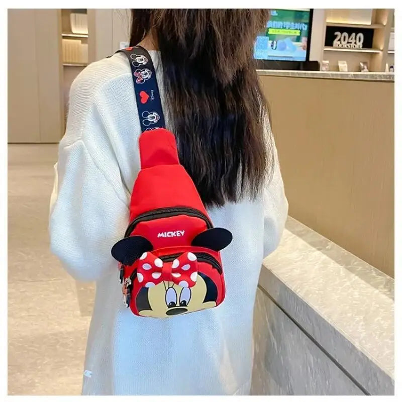 Disney 2024 New Fashion Mickey Cartoon Single Shoulder Crossbody Bag for Boys and Girls Cute Girls Coin Crossbody Bag