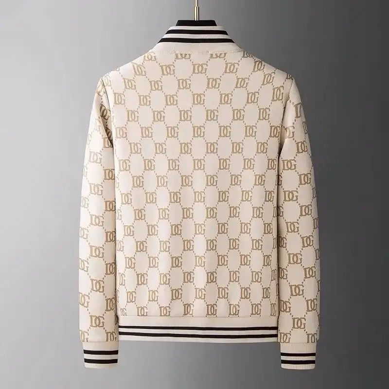 Trendy zipper stand-up collar long-sleeved suit sweater men's casual sports trousers