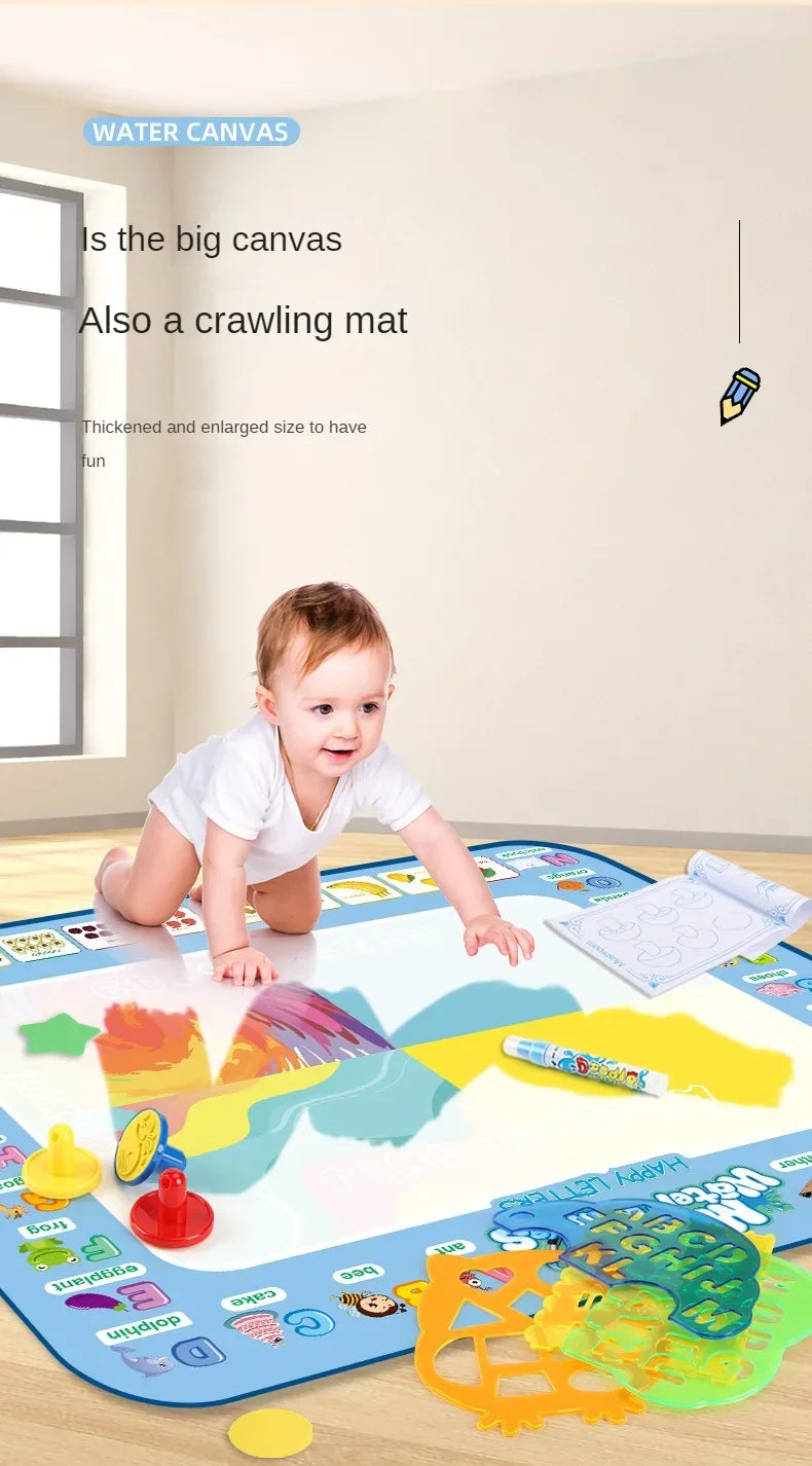 100x80CM Magic Water Drawing Mat Coloring Doodle with Reusable Magic Pens Montessori Painting Board Educational Toys Kids Gifts