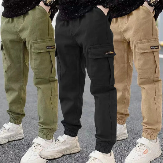 4-12 Years New Spring Autumn Boys Pants Letter Casual Long Style Trousers For Kids 3 Color