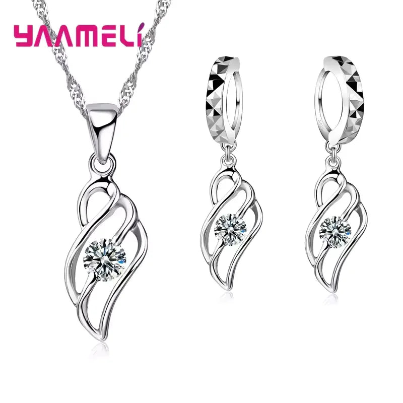 34 Designs Big Promotion 925 Sterling Silver Jewelry Set for Woman Girl Pearl Rhinestone Zircon Pendant Necklace Earrings Chain