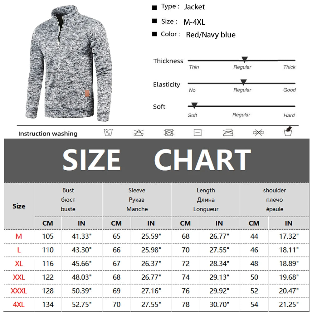 Men Sweatshirts Spring Thicker Pullover Half Zipper Pullover