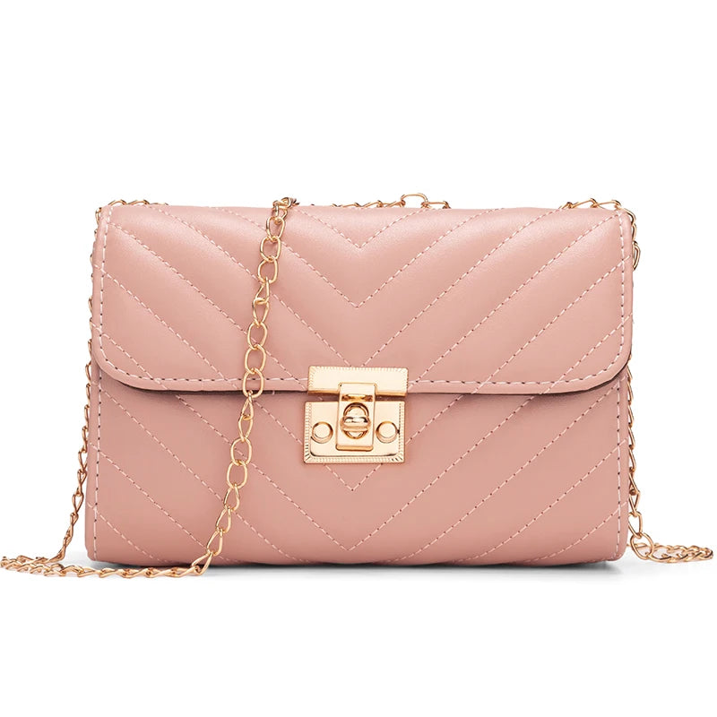 Lingge Chain Small Square Bag Lock Buckle Single Shoulder Crossbody Bag Texture