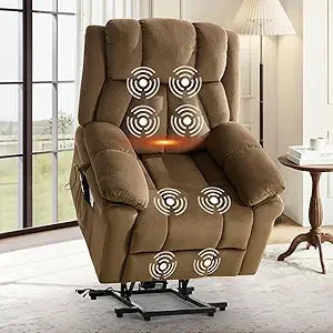 Power Lift Recliner Chair for Elderly,Electric Lift Chairs with Massage and Heat, Fabric Lift Chair Recliners for Adults with Cu