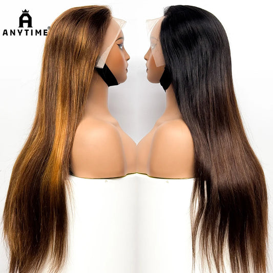 30 inches Straight Front Human Hair Wigs 280% Density 13x4 Transparent Lace Frontal Human Hair Wigs Soft Hair For Black Women