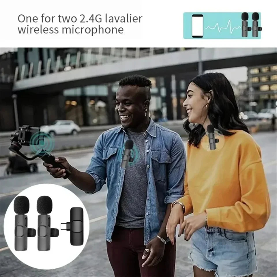 New Professional Wireless Lavalier Microphone for iPhone iPad Laptop Android Live Gaming Video Recording Interview Business Mic