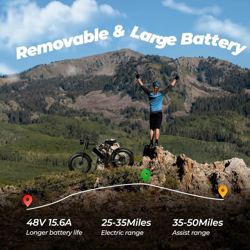 Fat Tire Electric Bike for Adults,1500W 32 Mph Top Speed Motorcycle Design Ebike, 48v 15.6AH 25-50 miles Long Range E Bike