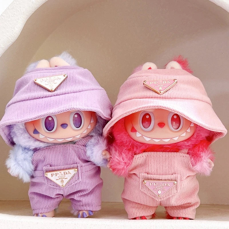 Labubu Clothes Corduroy Mini Doll Clothing Set Cute Hats Clothes Vinyl Doll Accessories Training Sitting Party Games Toys