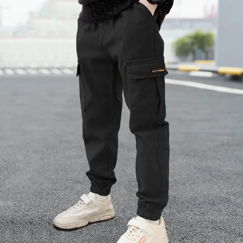 4-12 Years New Spring Autumn Boys Pants Letter Casual Long Style Trousers For Kids 3 Color