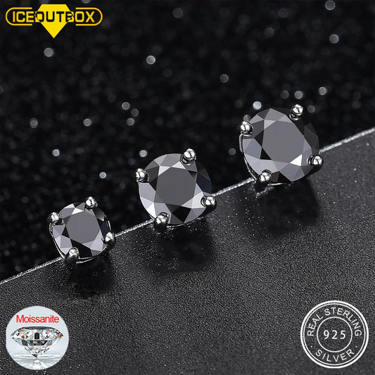 Black Moissanite Stud Earrings