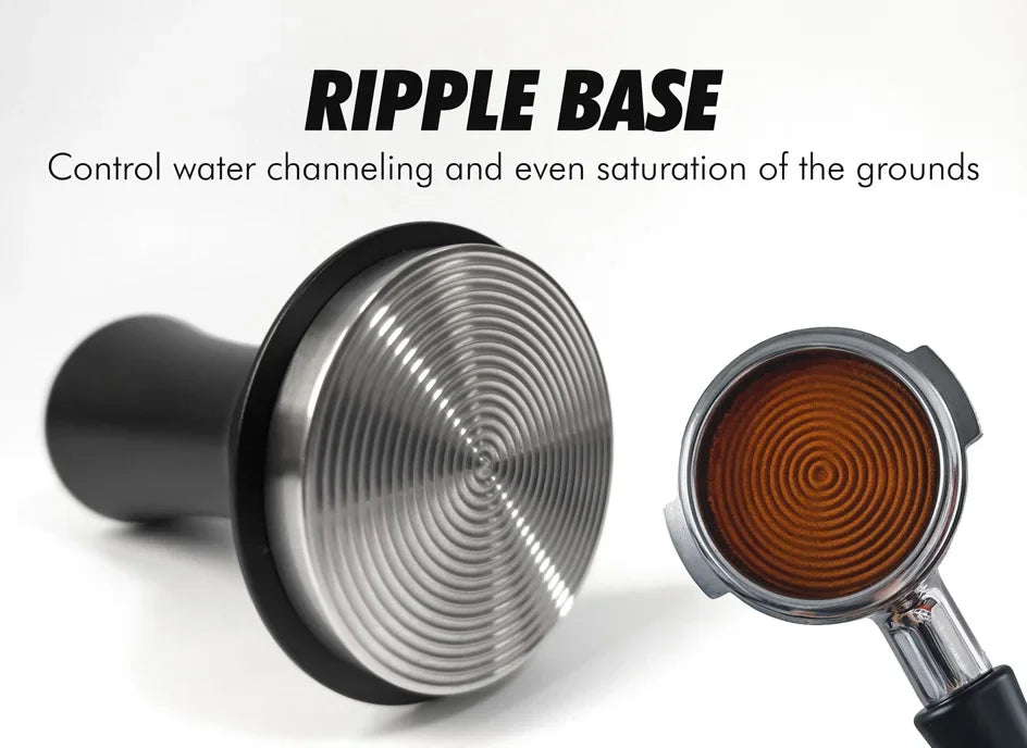 Coffee Tamper 54mm Ripple Base Espresso Tamper Barista Spring Loaded Coffee Tamper with Depth indication Tampers 51mm 53mm 58mm