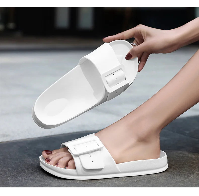 Comwarm Women's Summer Sandals 2025 New Flip-flops With Adjustable Bukle Fashion Outdoor Non-slip Beach Shoes House Flat Slides
