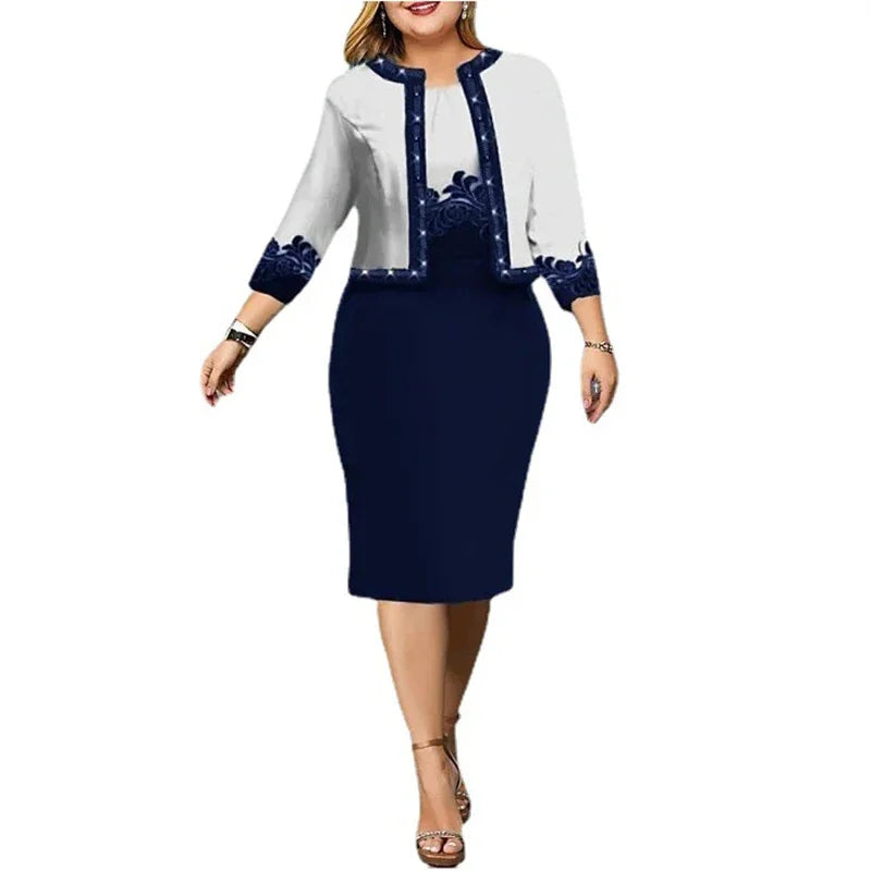 New Solid Women Dress Suits Fashion Floral Printed Cardigan Tops and Tank Dress Casual Elegant Two Piece Sets