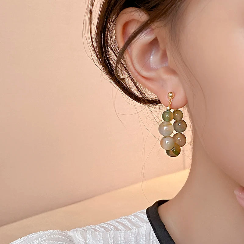 Dopamine Design Randomly Colored Resin Beaded Back Hanging Earrings