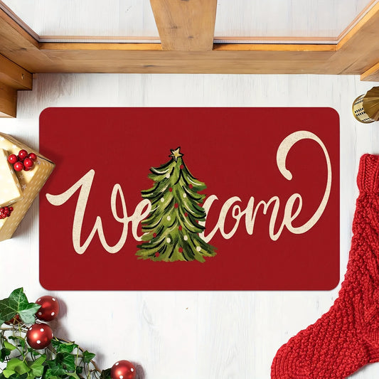 VIKAMA Christmas Carpet Red Festive Carpet Soft Living Room Carpet Rug For Bedroom Doormat Welcome Mat Outdoor Carpet Home Decor