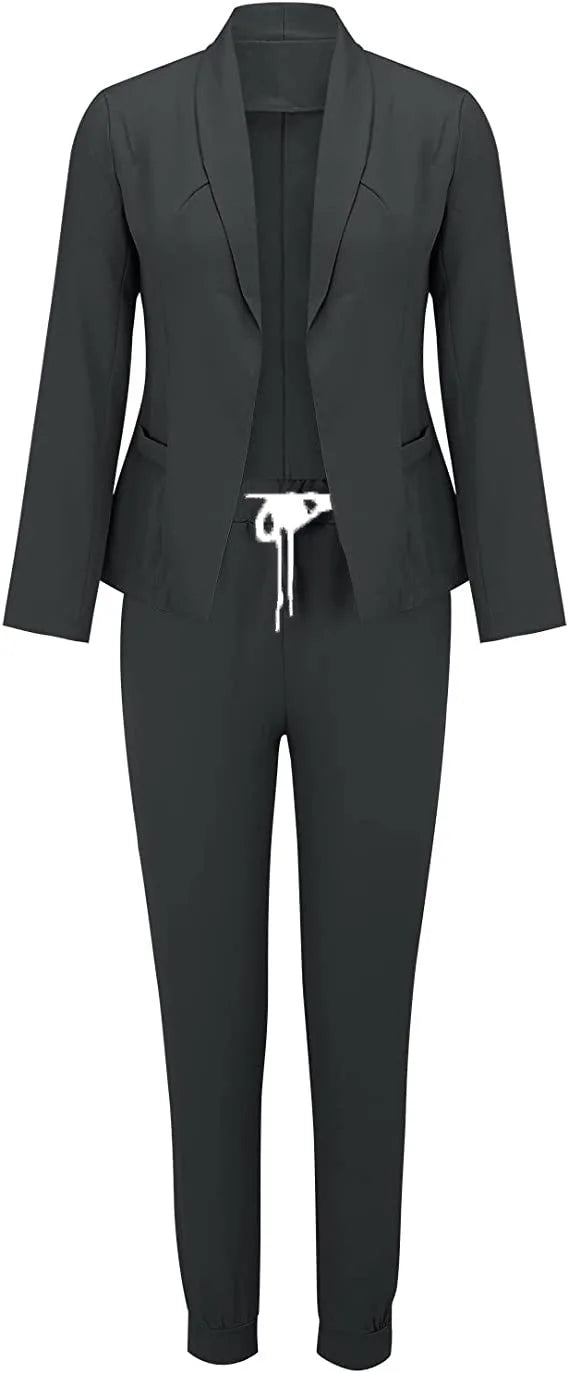 2024 New European and American Leisure Solid Color Commuting Fashion Leisure Set, Suit and Women's Wear Set
