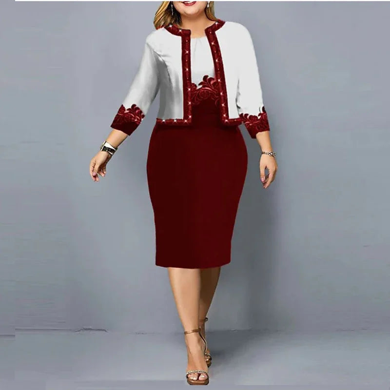 New Solid Women Dress Suits Fashion Floral Printed Cardigan Tops and Tank Dress Casual Elegant Two Piece Sets