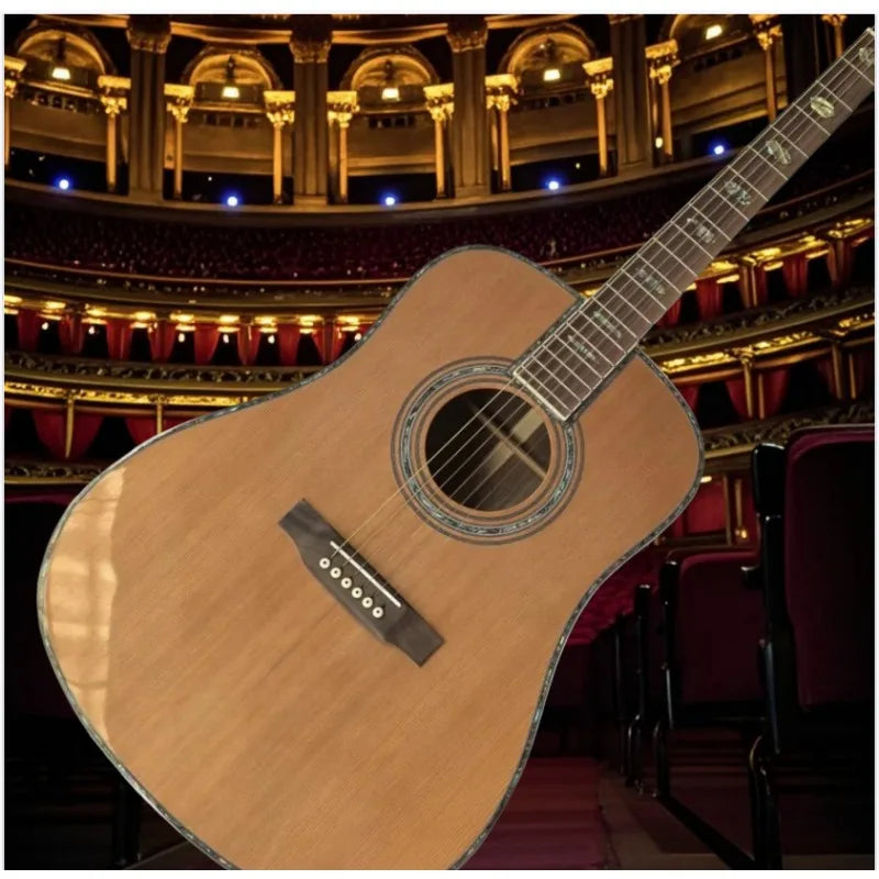 Free Shipping D45 Series Red Cedar Body Acoustic Guitar Good Texture Simple Design Rich Mellow Tone Solid Top Shell Inlay Novice