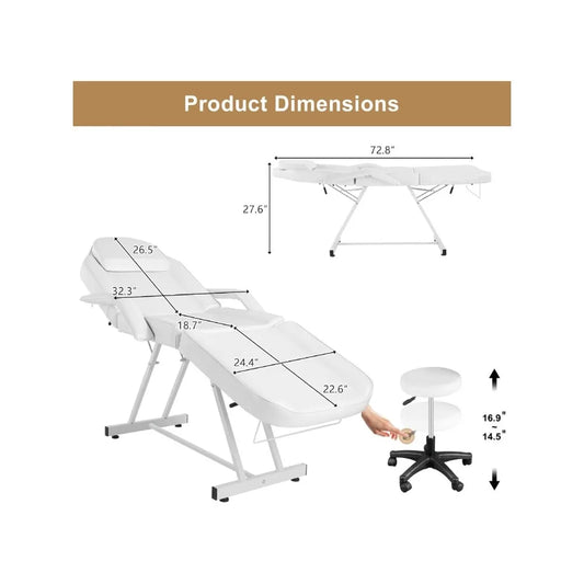 Massage Salon Tattoo Chair Esthetician Bed with Hydraulic Stool, Multi-Purpose Facial Bed Table, Adjustable Beauty Barbe