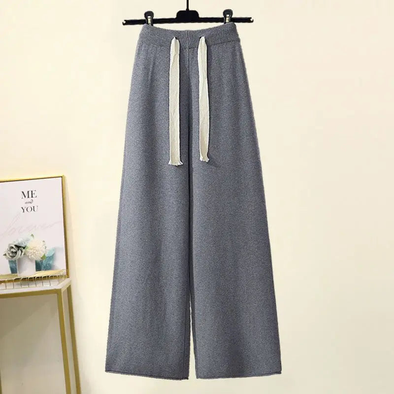 Plus Size Autumn Winter Women's Set New Lazy Style Sweater And Slimming Casual Pants Two Piece Set Trendy Elastic Knitted Fabric